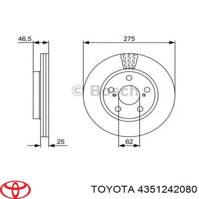 4351242080 Toyota диск гальмівний передній