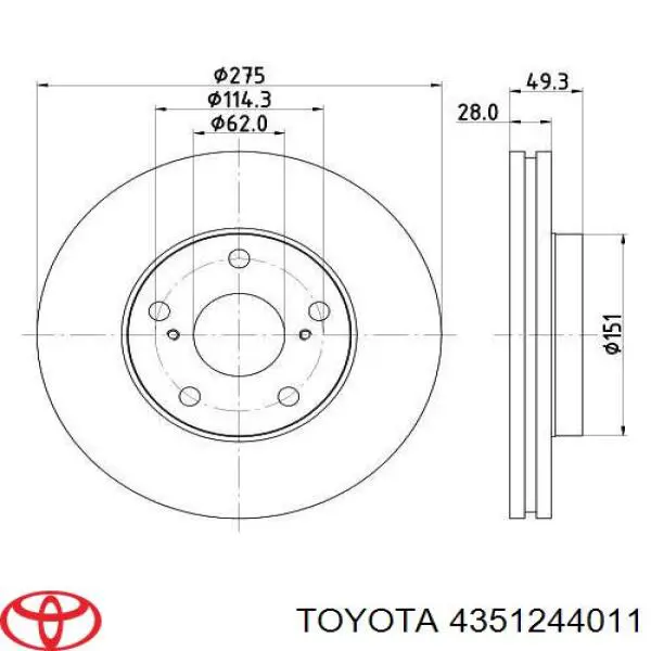 4351244011 Toyota диск гальмівний передній