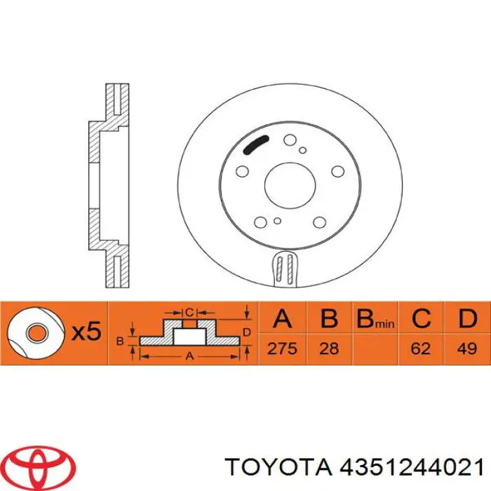 Диск гальмівний передній Toyota 4351244021