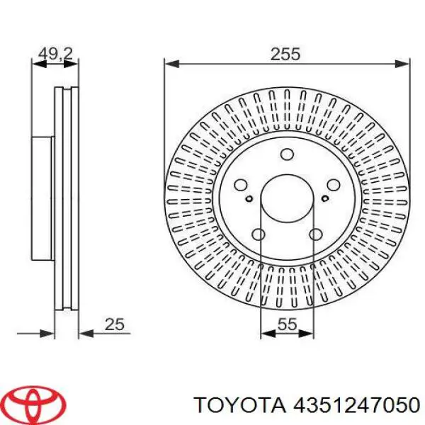 Гальмівні диски передні 4351247050 Toyota