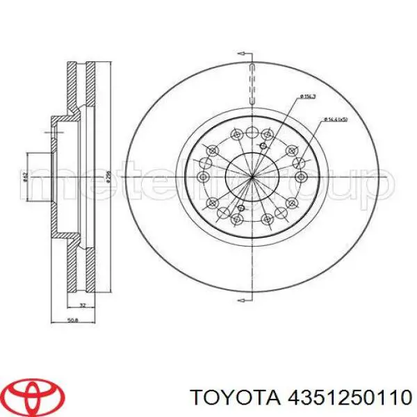 Гальмівні диски передні 4351250110 Toyota