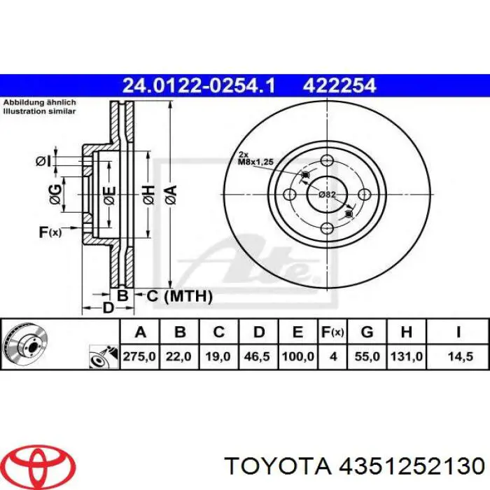 4351252130 Toyota диск гальмівний передній