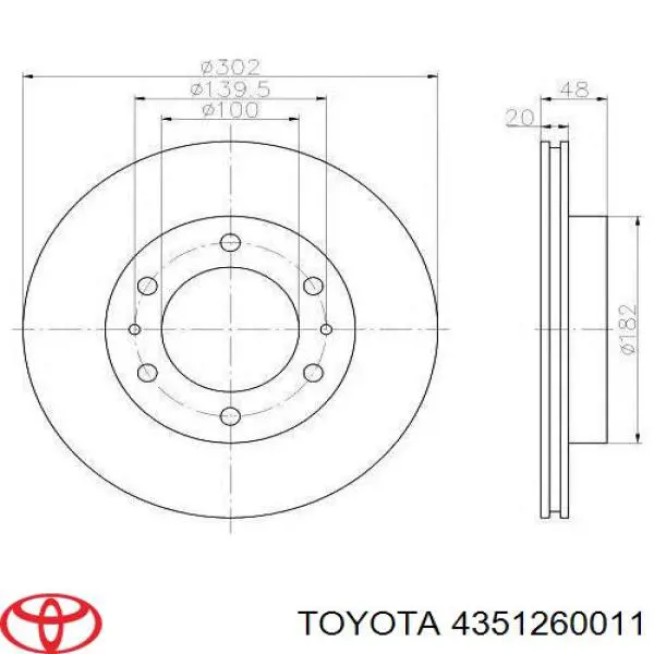 4351260011 Toyota Гальмо дискове переднє