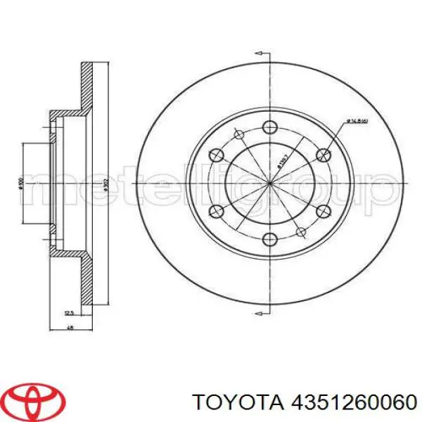 Диск гальмівний передній Toyota 4351235070