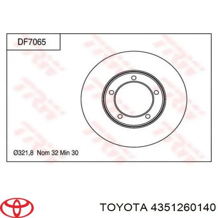 4351260140 Toyota Гальмо дискове переднє