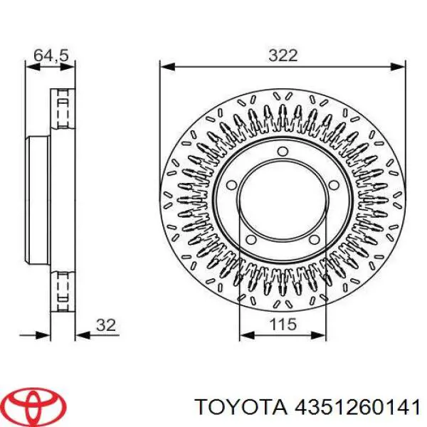 Гальмівні диски передні 4351260141 Toyota