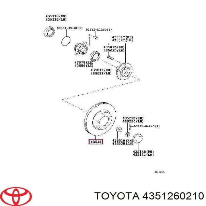 Диск переднього гальма Toyota 4351260210 ціна, від 122.66 USD