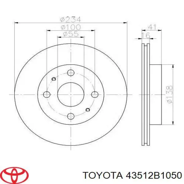 43512B1050 Toyota Диск тормозной передний (Вентилируемый)