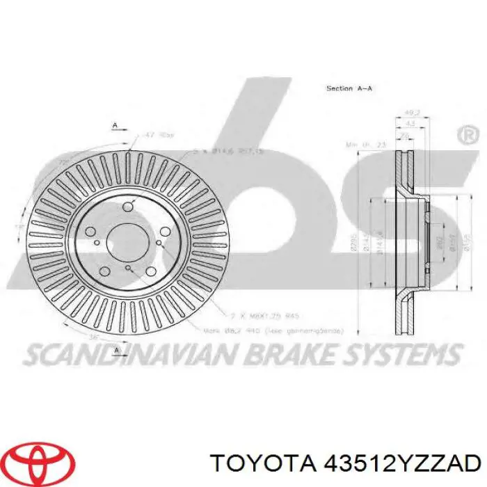 Гальмівні диски передні 43512YZZAD Toyota