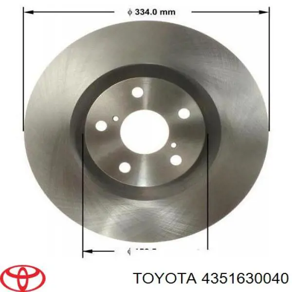 Диск гальмівний передній 4351630040 Toyota