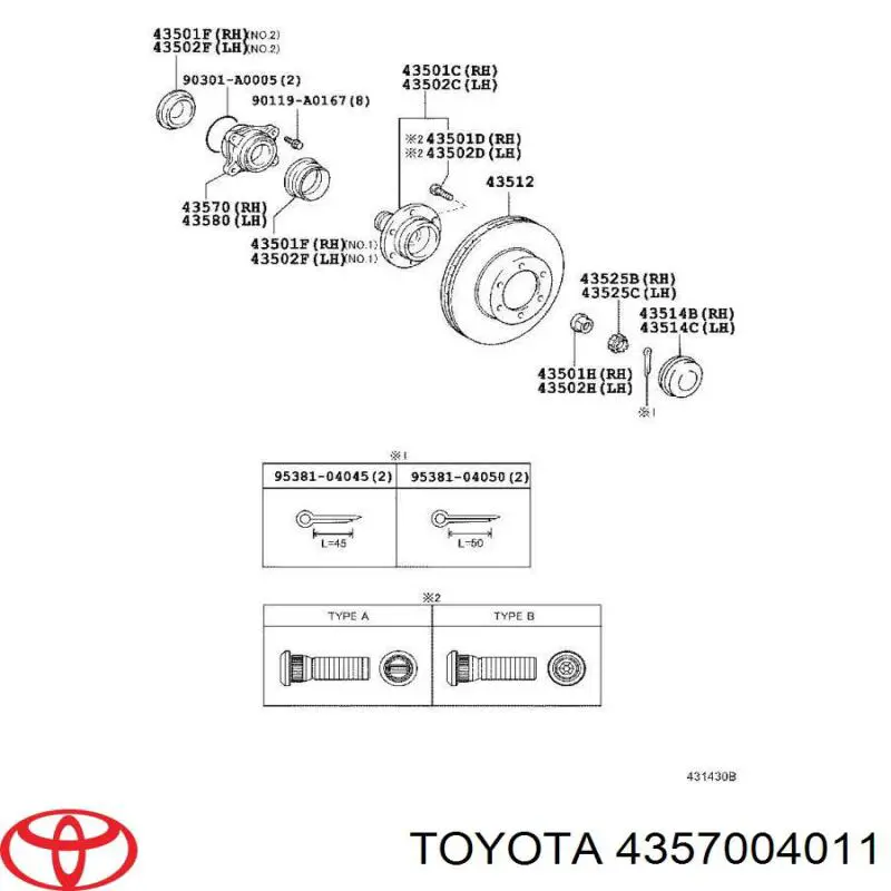 Підшипник маточини передньої 4357004011 Toyota