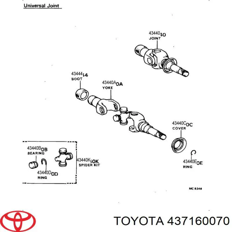 437160070 Toyota хрестовина карданного валу