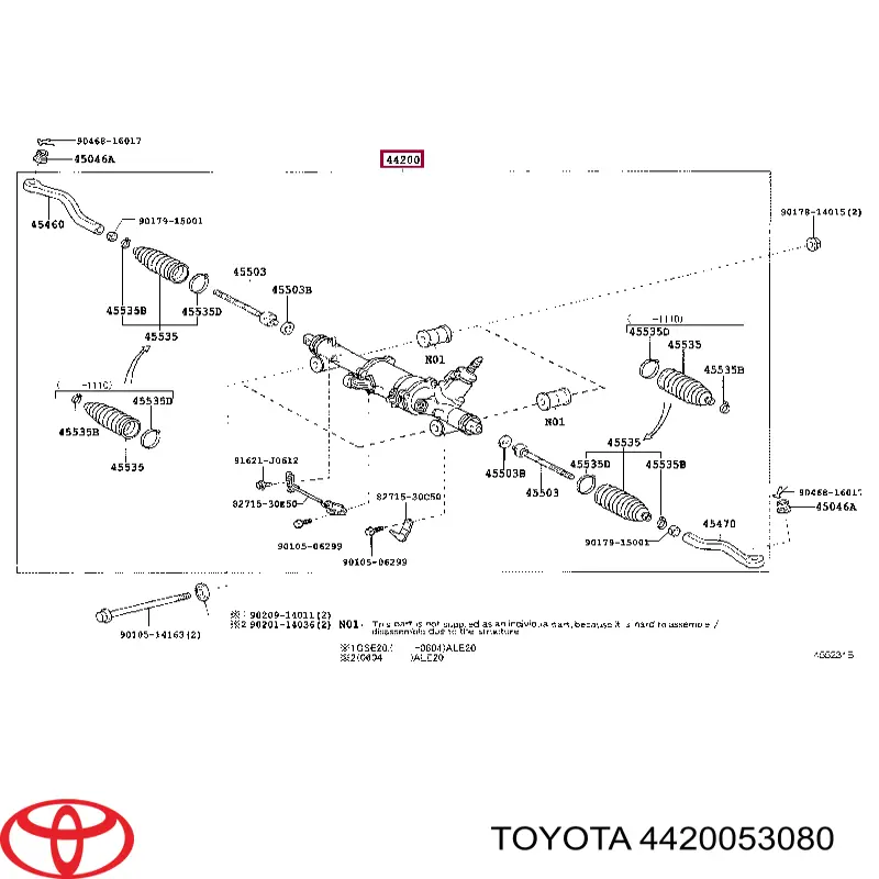 4420053080 Toyota рейка рульова