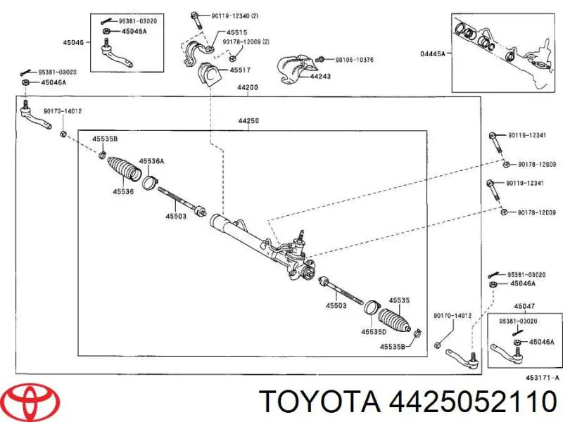 4425052110 Toyota рейка рульова