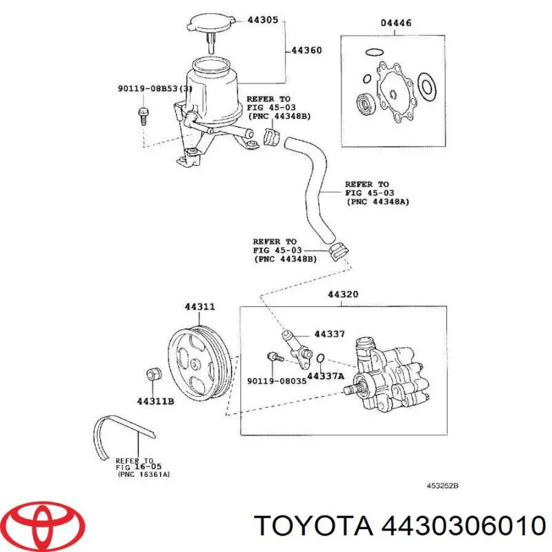 Шків насосу гідропідсилювача керма (ГПК) Toyota Solara (V3) (Тойота Solara)