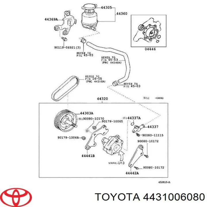 Насос гідропідсилювача керма (ГПК) 4431006080 Toyota