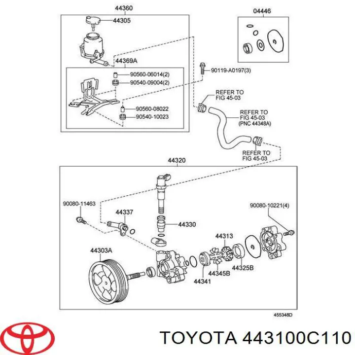 443100C080 Toyota насос гідропідсилювача керма (гпк)