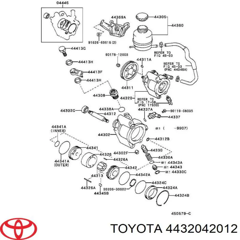 Насос гідропідсилювача керма (ГПК) Toyota RAV4 1 Cabrio (SXA 10) (Тойота Рав4)