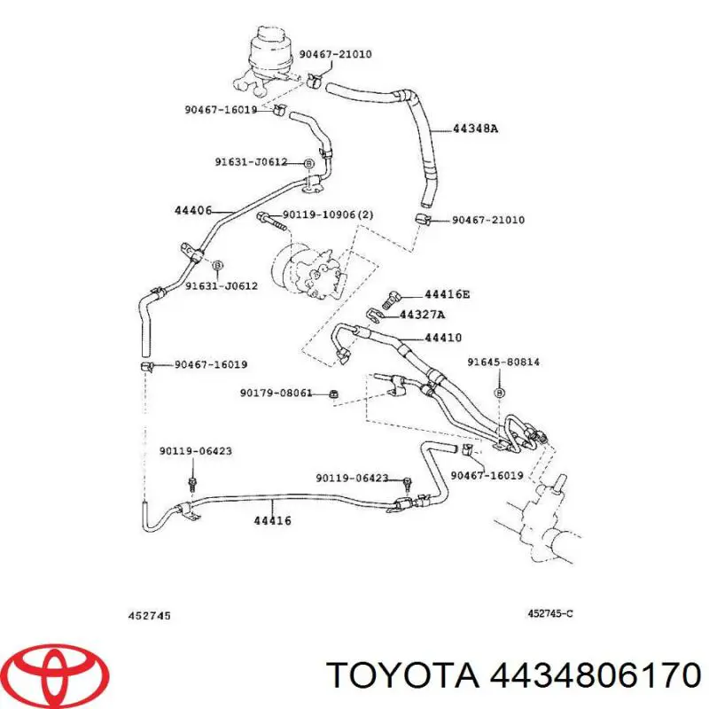Купити 4434806170 Toyota Шланг ГПК, високого тиску рейки керма