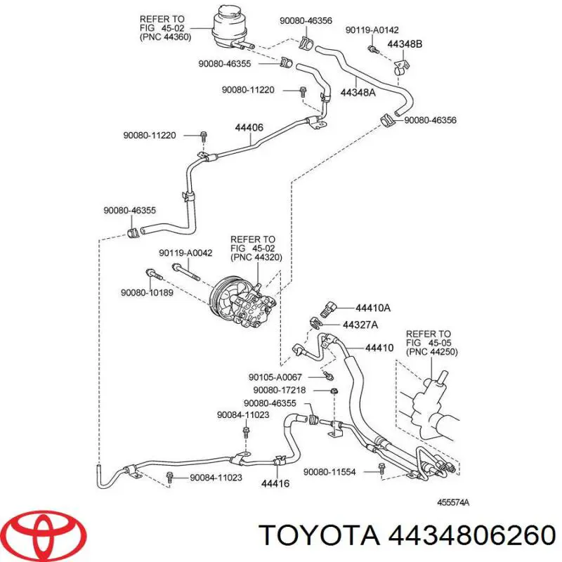 Купити 4434806260 Toyota Шланг ГПК, низького тиску, від бачка до насосу