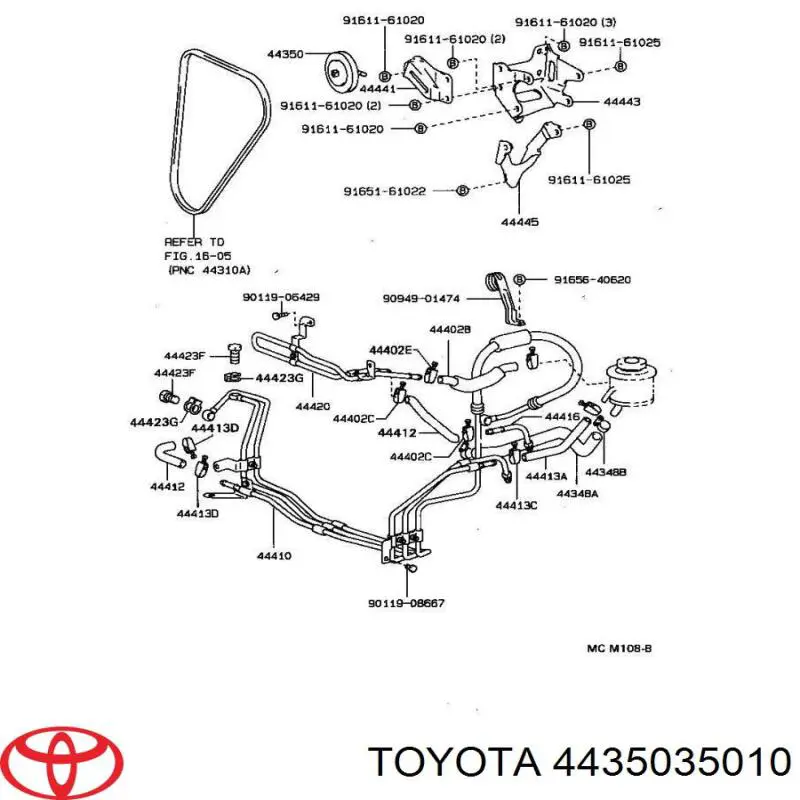 Натяжний ролик Toyota 4435035010 ціна, від 360.30 USD