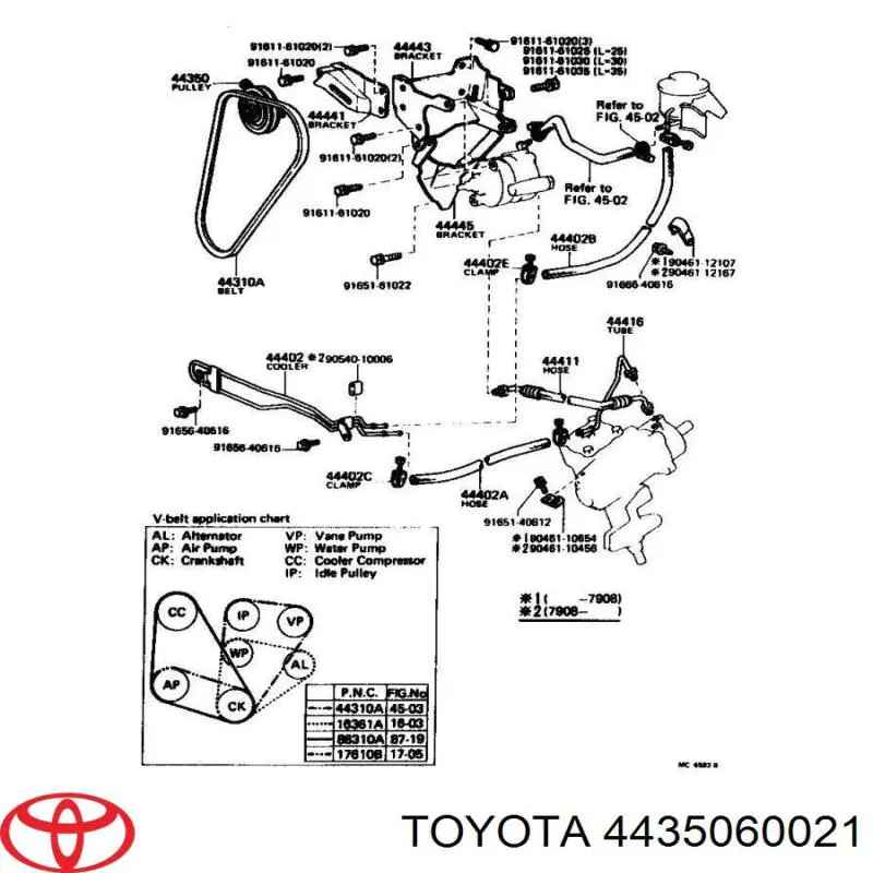 Натяжний ролик Toyota 4435060021 ціна, від 76.01 USD