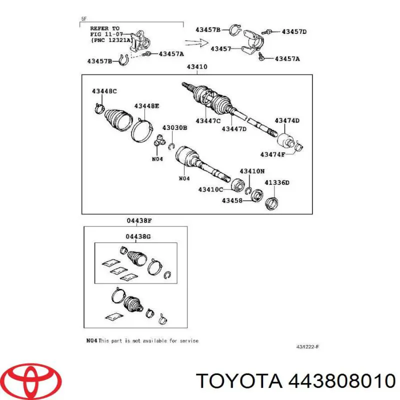 Пильник ШРУСа внутрішній, правий Toyota 443808010 ціна, від 47.16 USD
