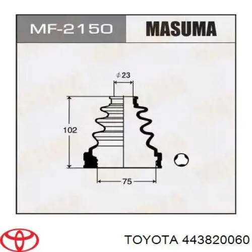 443820060 Toyota пильник шруса внутрішній, передній піввісі