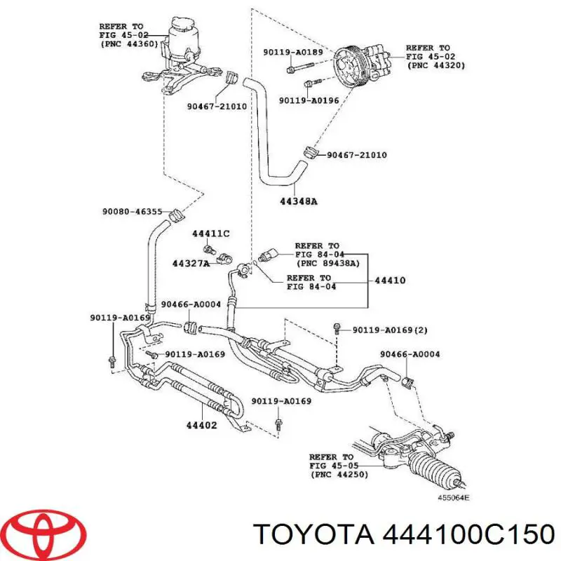 Шланг ГПК, високого тиску гідропідсилювача керма (рейки) 444100C150 Toyota