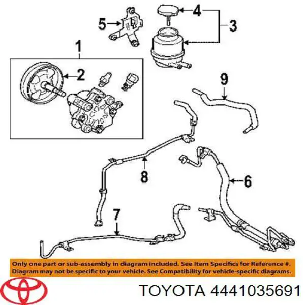 4441035691 Toyota шланг гпк, високого тиску гідропідсилювача керма (рейки)