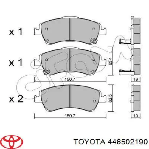 446502190 Toyota колодки гальмівні передні, дискові