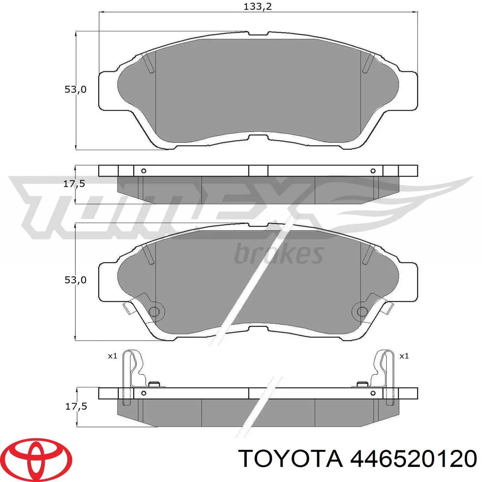 446520120 Toyota колодки гальмівні передні, дискові