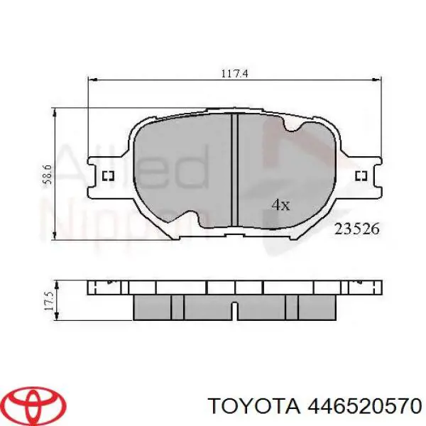 Колодки гальмівні передні, дискові 446520570 Toyota