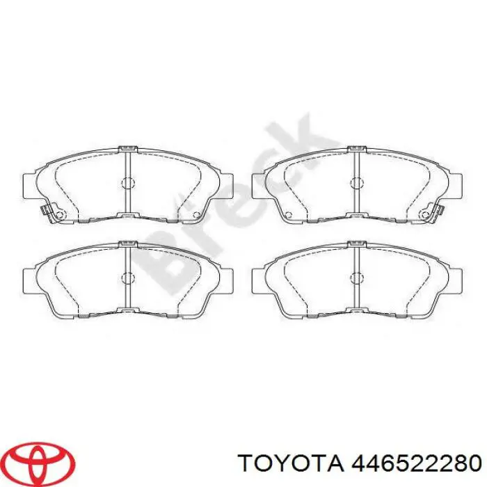 446522280 Toyota колодки гальмівні передні, дискові