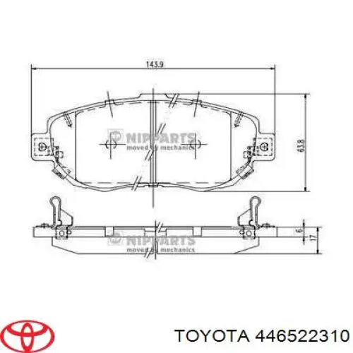 Колодки гальмівні передні, дискові 446522310 Toyota