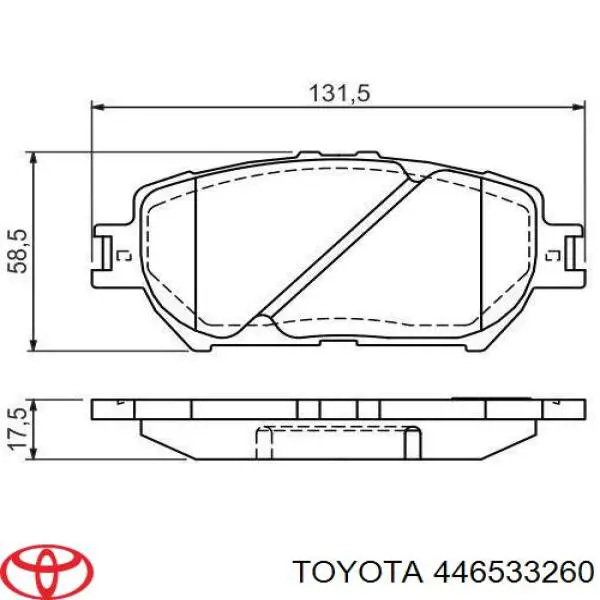 Колодки гальмівні передні, дискові 446533260 Toyota