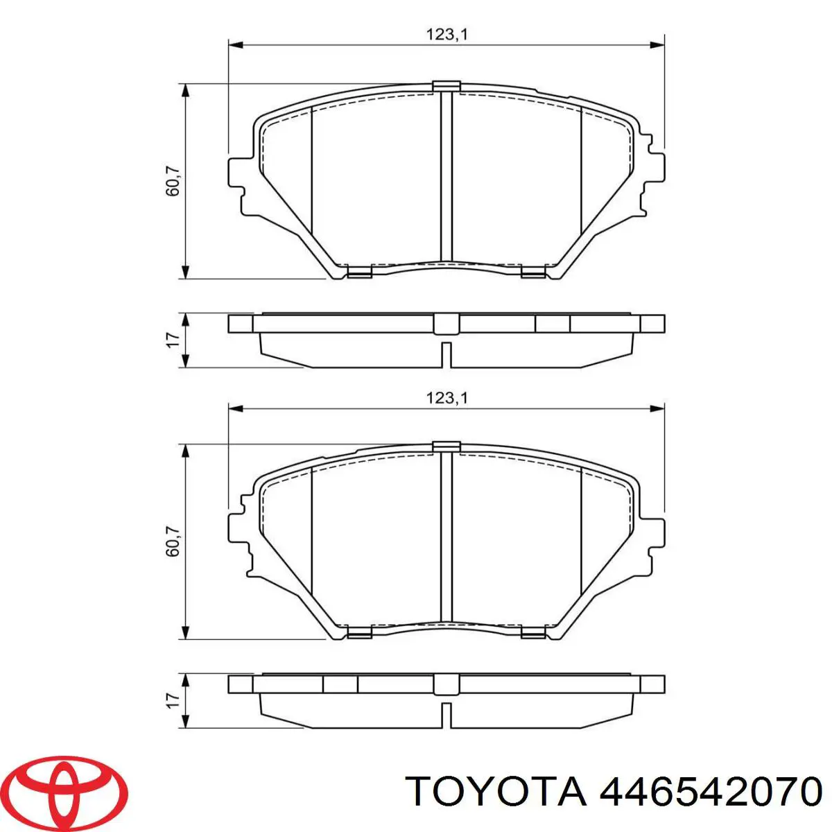 Колодки гальмівні передні, дискові 446542070 Toyota