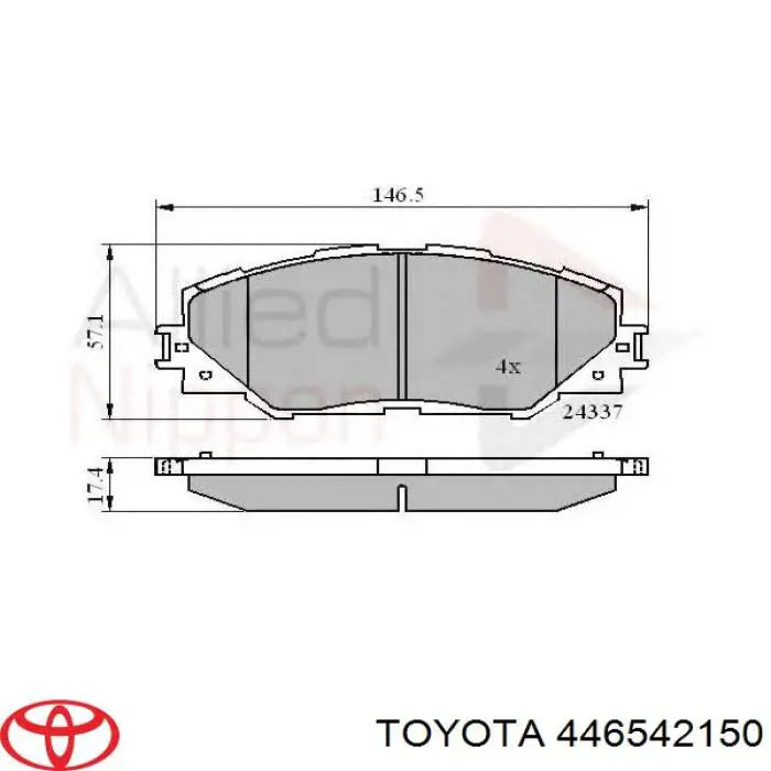 446542150 Toyota колодки гальмівні передні, дискові