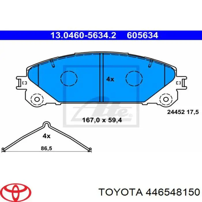 Колодки гальмівні передні, дискові 446548150 Toyota