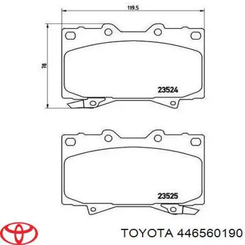 Колодки гальмівні передні, дискові 446560190 Toyota