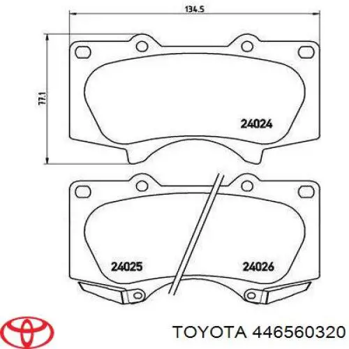 Передні тормозні колодки 446560320 Toyota