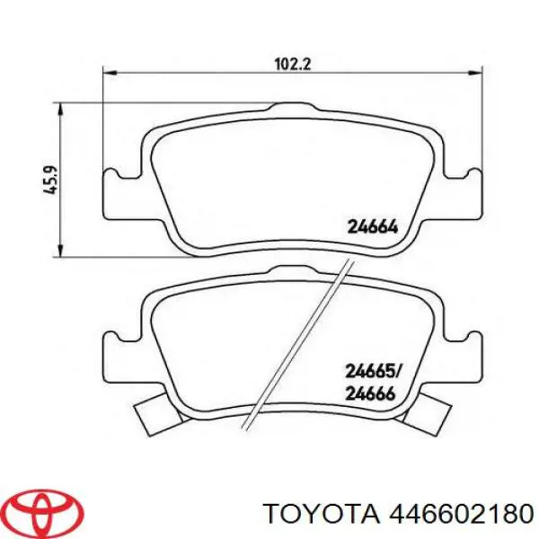 Колодки гальмові задні, дискові 446602180 Toyota