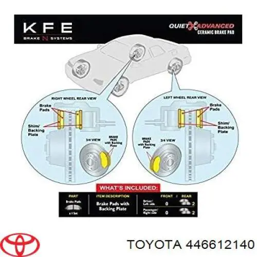 Задні гальмівні колодки 446612140 Toyota