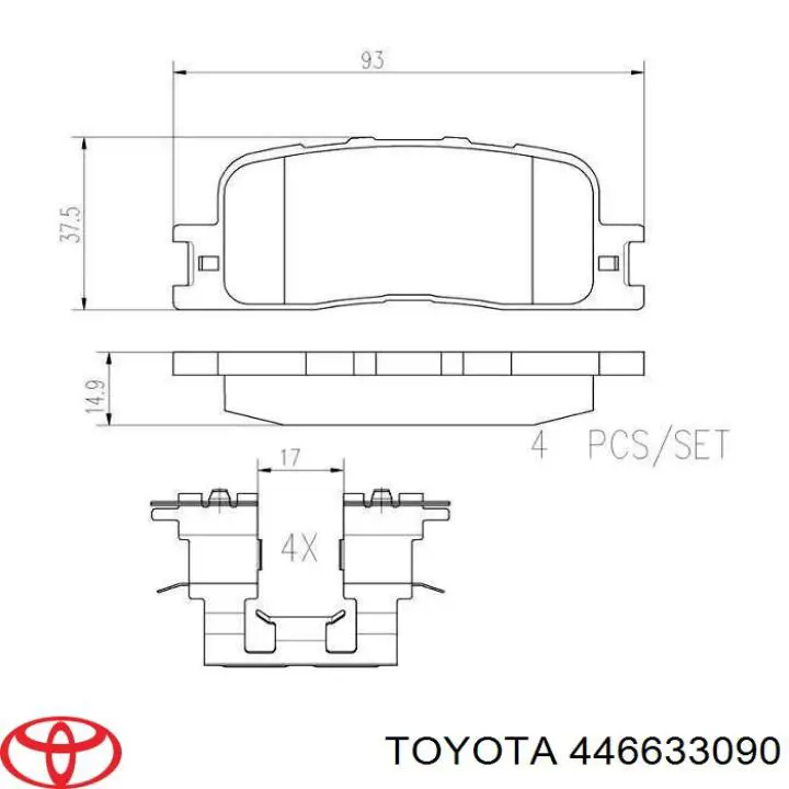 Задні гальмівні колодки Toyota 446633090 ціна, від 13.89 USD