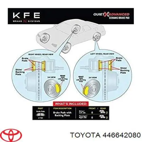 Задні гальмівні колодки 446642080 Toyota