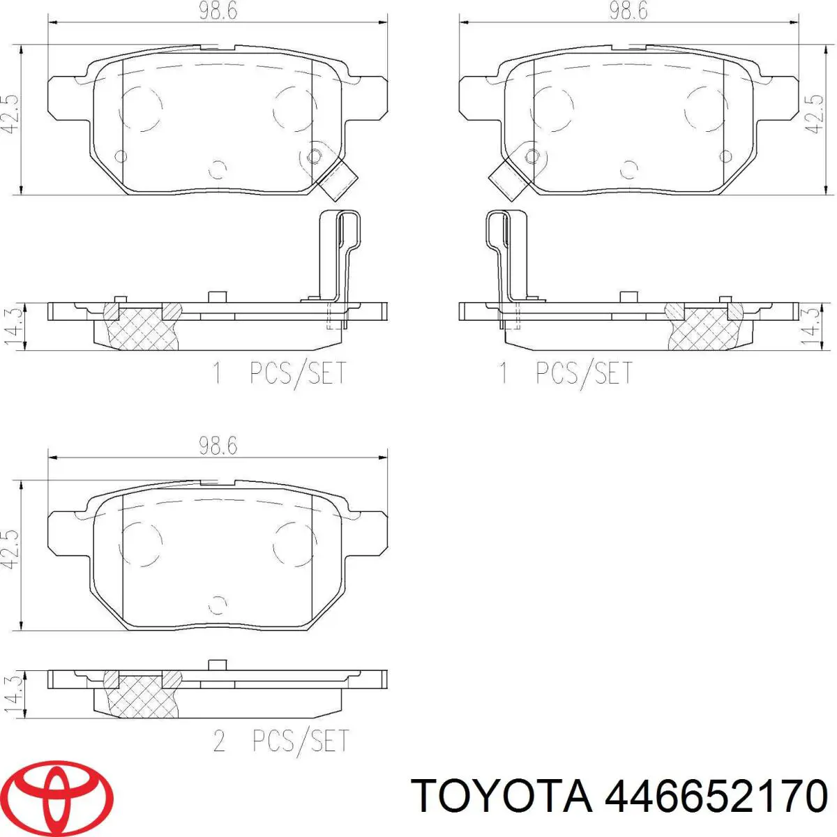 446652170 Toyota колодки гальмові задні, дискові