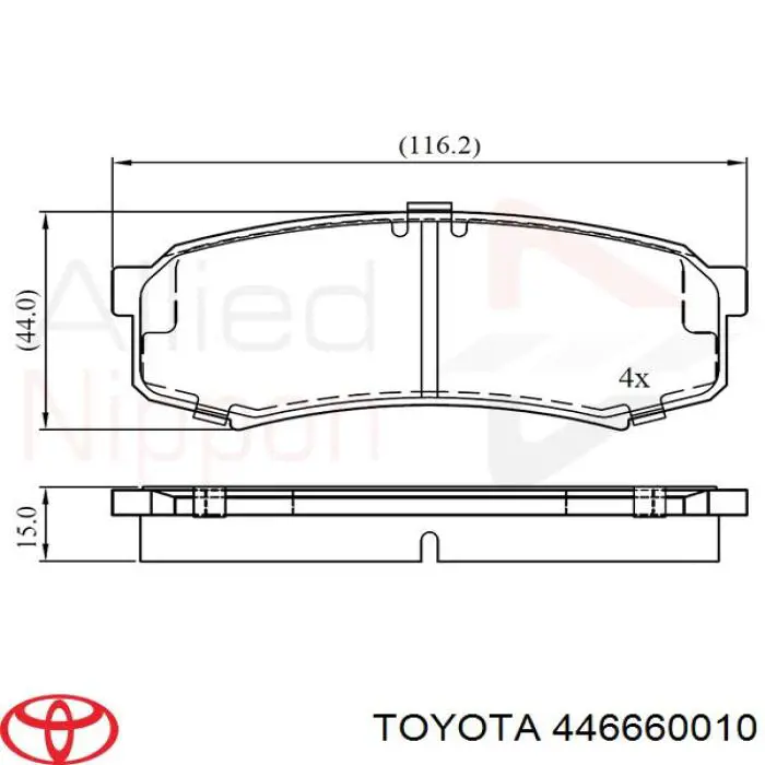 Задні гальмівні колодки 446660010 Toyota