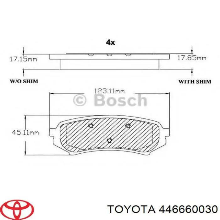 Купити 446660030 Toyota Задні колодки