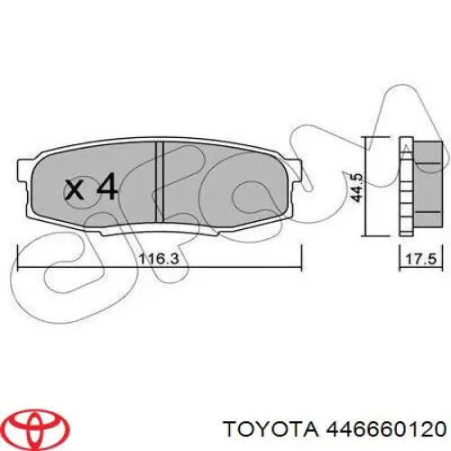 Колодки гальмові задні, дискові 446660120 Toyota