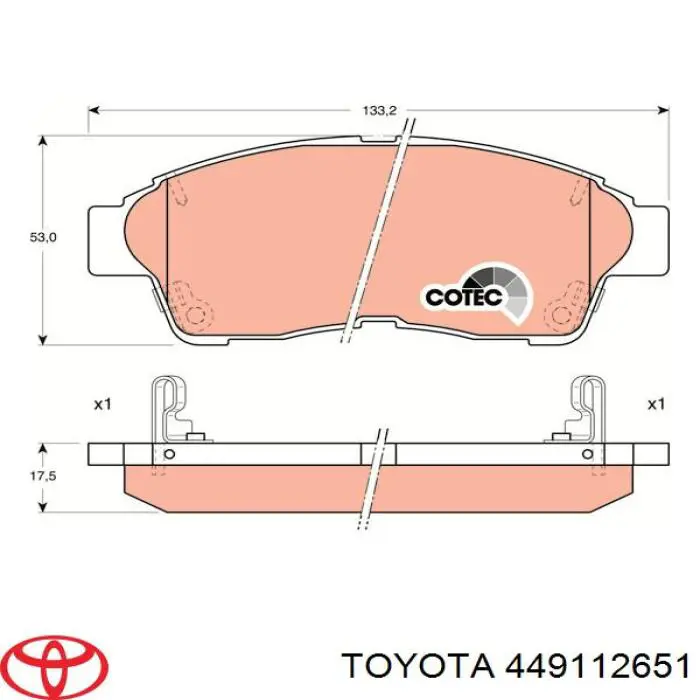 449112651 Toyota колодки гальмівні передні, дискові